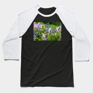 Bluebells, Pink, White And Blue Baseball T-Shirt